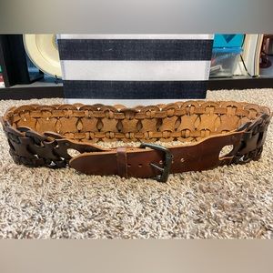 Genuine Leather Belt Wide Braided Design Renaissance Faire
